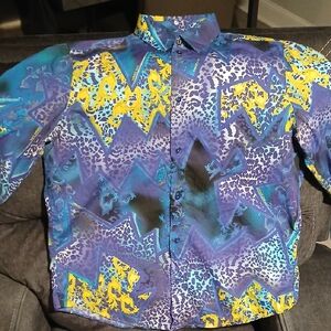 Versace Jeans Collection Vibrant Baroque Design Button Down Shirt